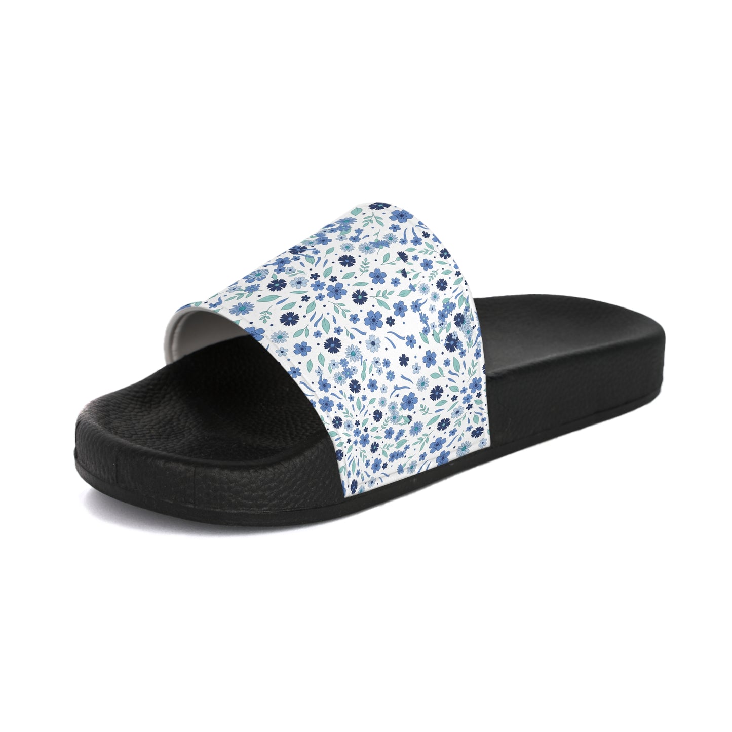 Floral Blue Ditsy Slide Sandals — Women's Casual Pool & Beach Slides