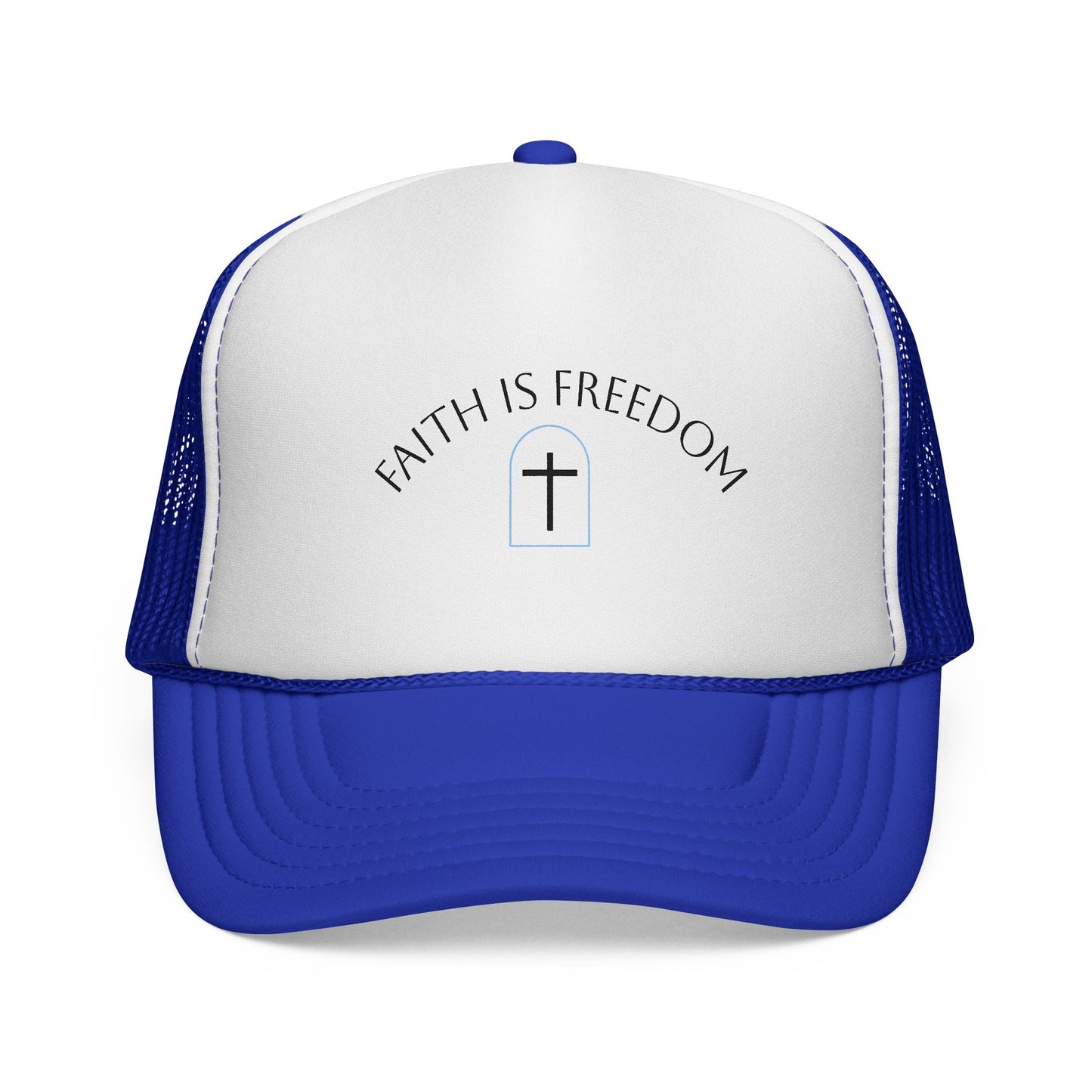 Faith Is Freedom Trucker Cap — Christian Cross Mesh Hat