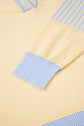 Stripe Colorblock Collared Drop Shoulder Sweater