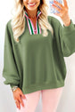 Stripe Contrast Collared Patchwork Sweatshirt