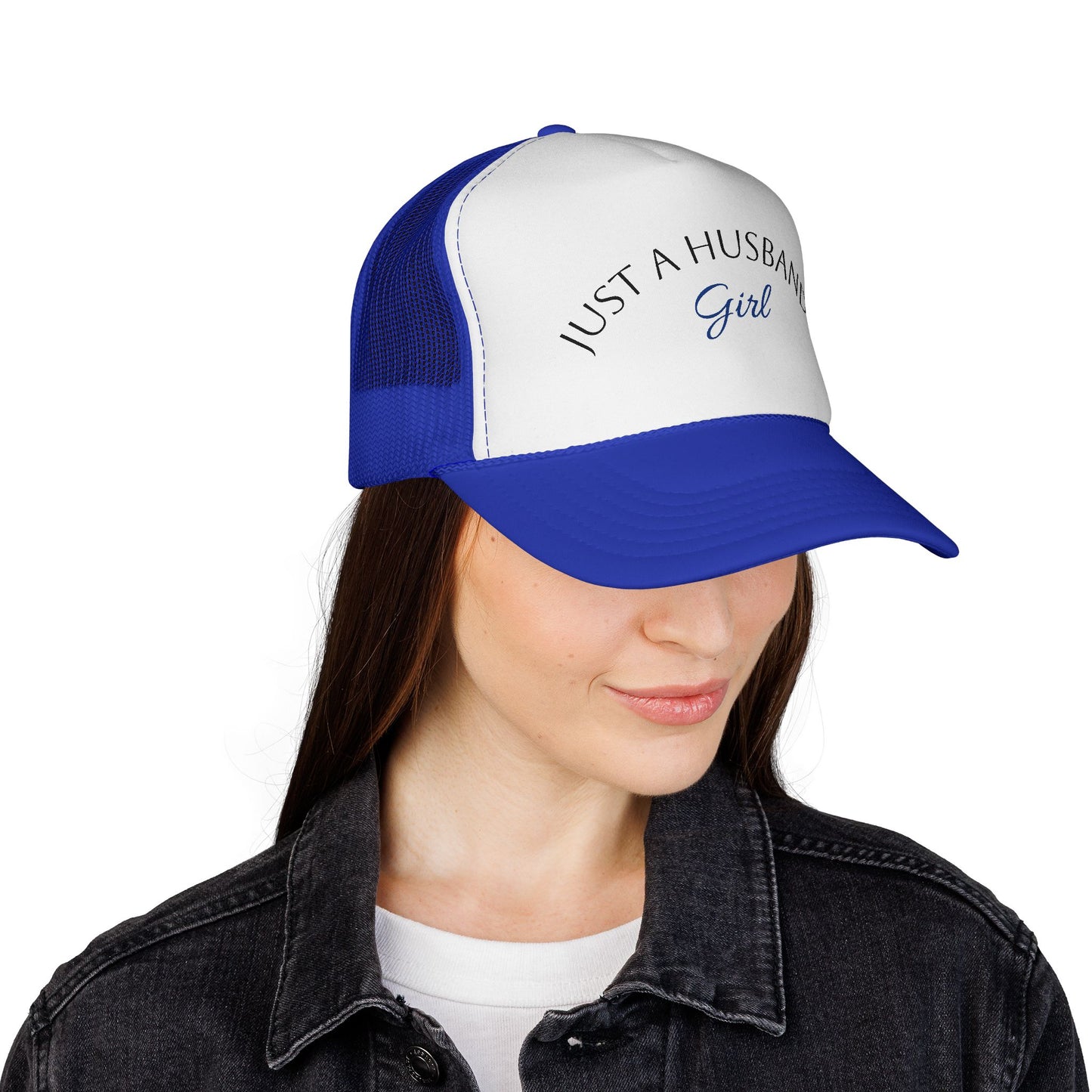 Trucker Cap — "Just a Husband's Girl" Embroidered Mesh Hat