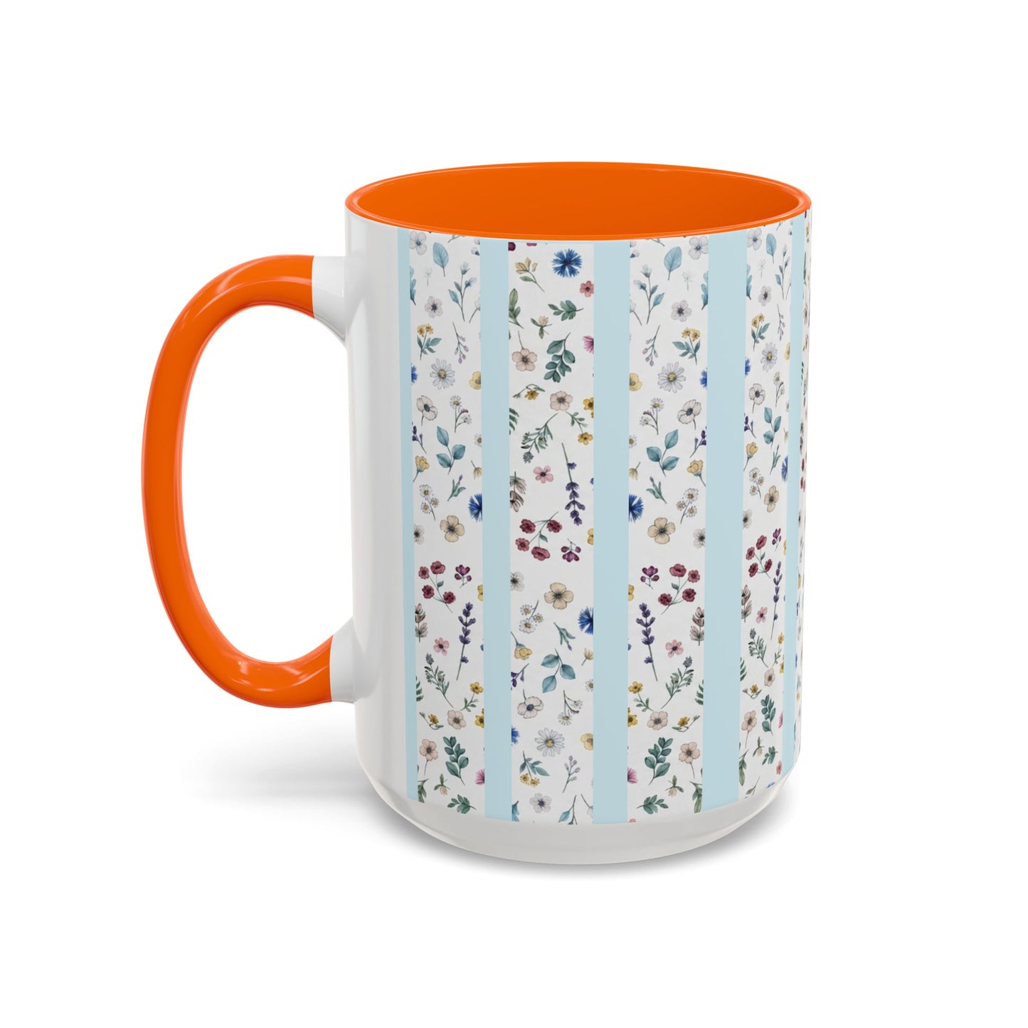 Blessed Nana Floral Accent Coffee Mug — Blue Striped 11/15oz