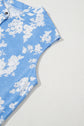 Myosotis Floral Print Half Button Wide Leg Relaxed Sleeveless Jumpsuit