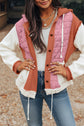 Light Blue Quilted Textured Patchwork Loose Fit Hooded Jacket