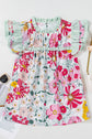 Floral Stripe Patchwork Ruffle Short Sleeve Blouse