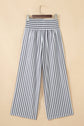 Stripe Shirred High Waist Wide Leg Pants