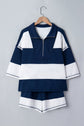 Stripe Colorblock Reverse Seam Top and Shorts Set