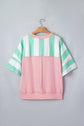 Stripe Exposed Seam Ribbed Patchwork Oversized Tee