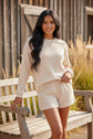 Corded Knit Long Sleeve Top and Shorts Set