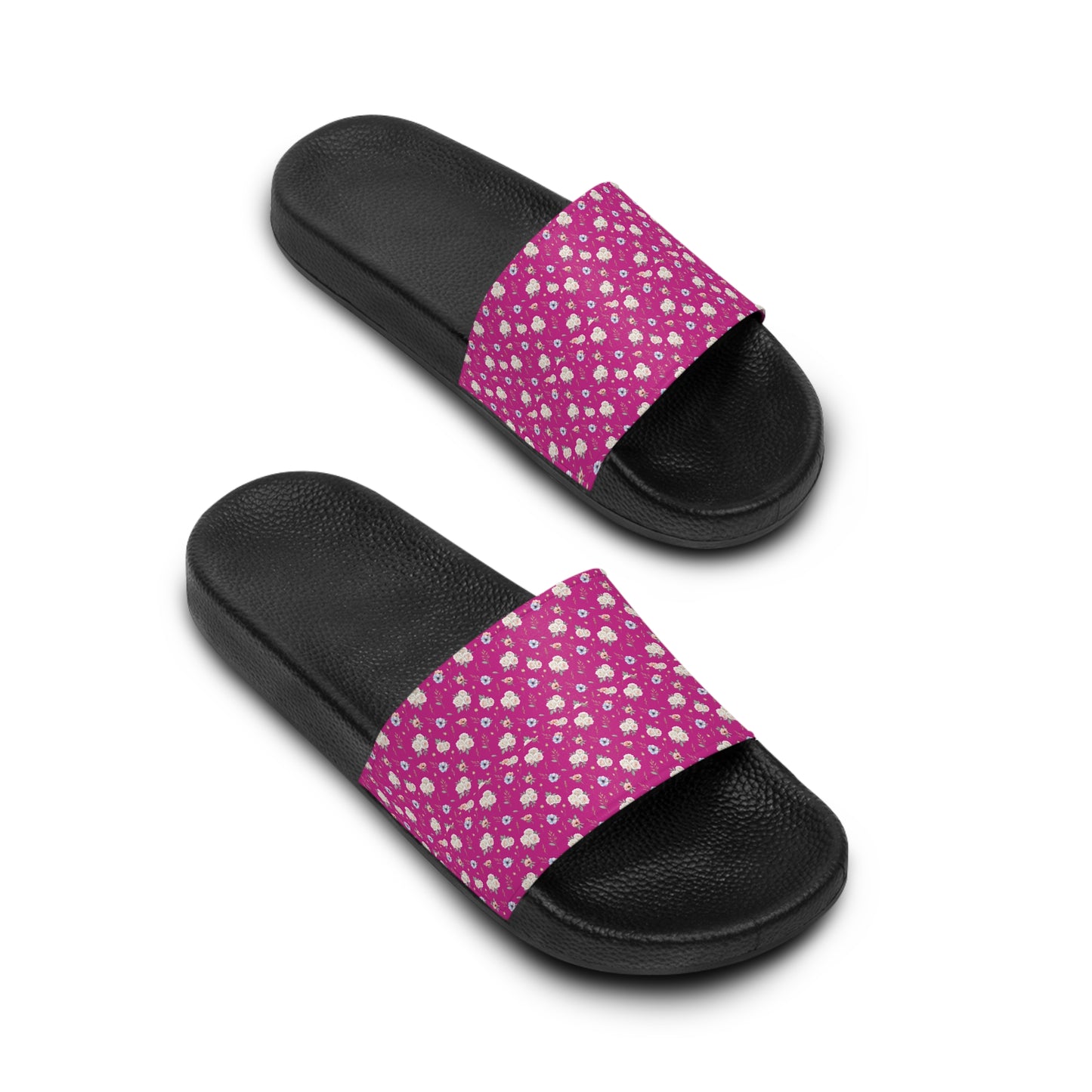 Pink Daisy Slide Sandals — Floral Women's Pool & Casual Slides