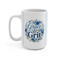 Grace & Grit, Striped, Blue Farm, Mug 15oz