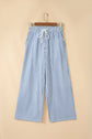Stripe Drawstring Elastic Waist Wide Leg Pants
