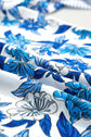 Floral Stripe Patchwork V-Neck Flounce Sleeve Blouse