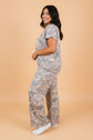 Plus Size Camo Top & Wide Leg Pants Set