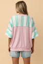 Stripe Exposed Seam Ribbed Patchwork Oversized Tee