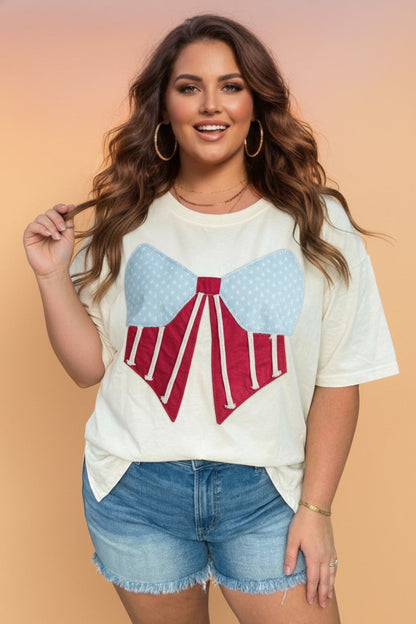 Plus Size Bow Patch T-Shirt