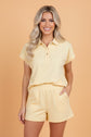 Solid Polo Tee & Elastic Waist Short Set