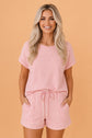 Stripe Textured Knit Top & Short Set