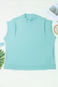 Plus Size Solid High Neck Cap Sleeve Top