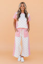 Polka Dot Patchwork Top & Wide Leg Pants Set