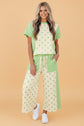 Polka Dot Patchwork Top & Wide Leg Pants Set