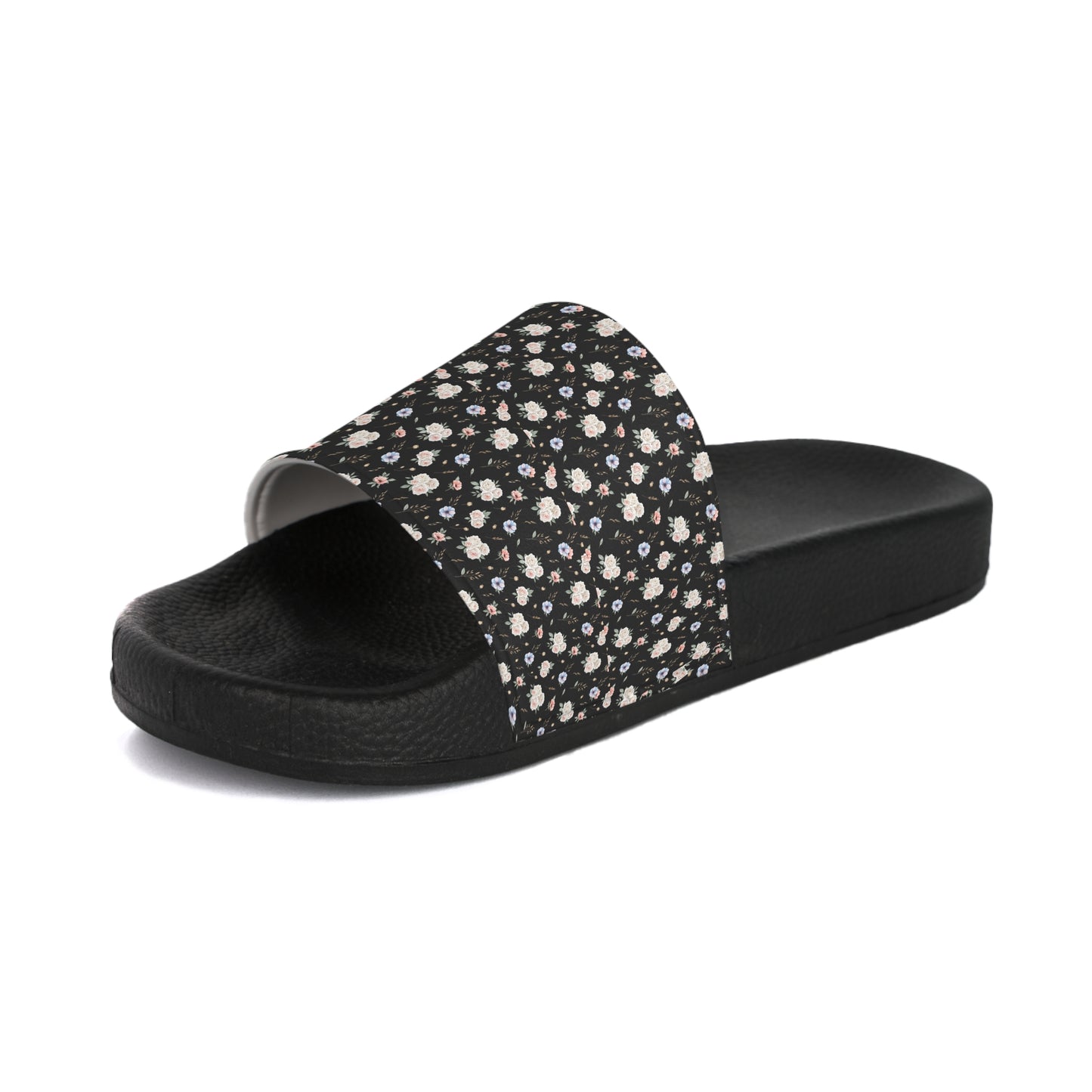 Ditsy Floral Black Slide Sandals — Women's Casual Pool & Beach Slides