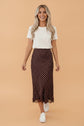 Polka Dot Lace Hem Midi Skirt