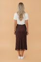 Polka Dot Lace Hem Midi Skirt