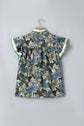 Floral Ruffle Short Sleeve Half Buttoned Blouse