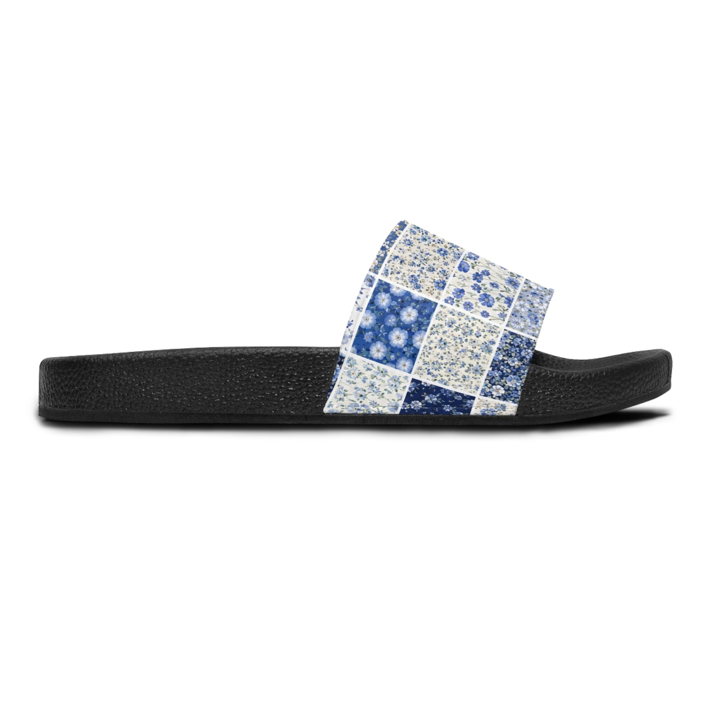 Tile Pattern Women's Slide Sandals — Blue Mosaic Pool & Beach Slides