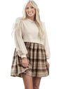 Plaid Patchwork High Waist Sweatshirt Mini Dress