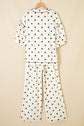 Polka Dot 3/4 Sleeve Top & Elastic Waist Pants Set