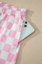 Checker Colorblock Mock Neck Top & Short Set