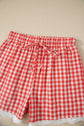 Gingham Plaid Tie Waist Lace Hem Shorts