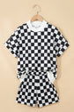 Checker Colorblock Mock Neck Top & Short Set