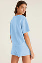 Myosotis V Neck Drop Shoulder Tee and Patchwork Drawstring Elastic Waistband Shorts Set