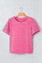 Stripe Scallop Trim Round Neck T-Shirt