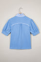 Stripe Frilled Collar Short Sleeve Blouse