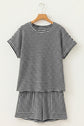 Stripe Textured Knit Top & Short Set