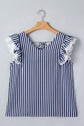 Stripe Lace Ruffle Trim V-Neck Tank Top