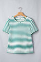 Stripe Scallop Trim Round Neck T-Shirt
