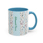 Blessed Nana Floral Accent Coffee Mug — Blue Striped 11/15oz