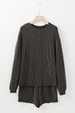Corded Knit Long Sleeve Top and Shorts Set