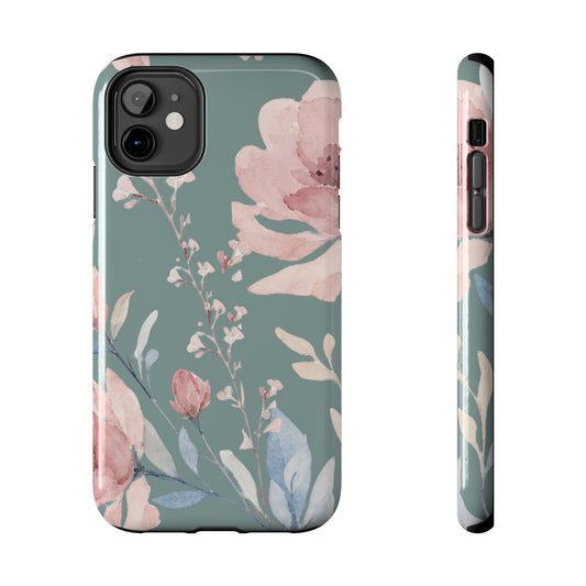 Green Fall floral Tough Phone Cases