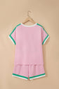 Stripe Trim T-Shirt & Drawstring Shorts Set