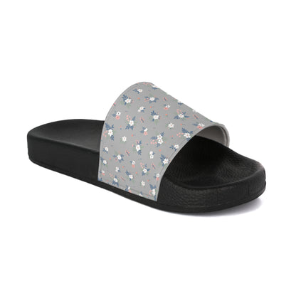 Floral Grey Slide Sandals – Women's Casual Beach & Pool Slides
