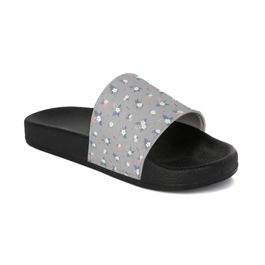 Floral Grey Slide Sandals – Women's Casual Beach & Pool Slides