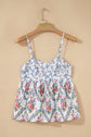 Floral Patchwork Spaghetti Strap Babydoll Top