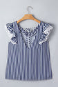 Stripe Lace Ruffle Trim V-Neck Tank Top