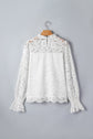Lace Ruffle Round Neck Flounce Sleeve Blouse